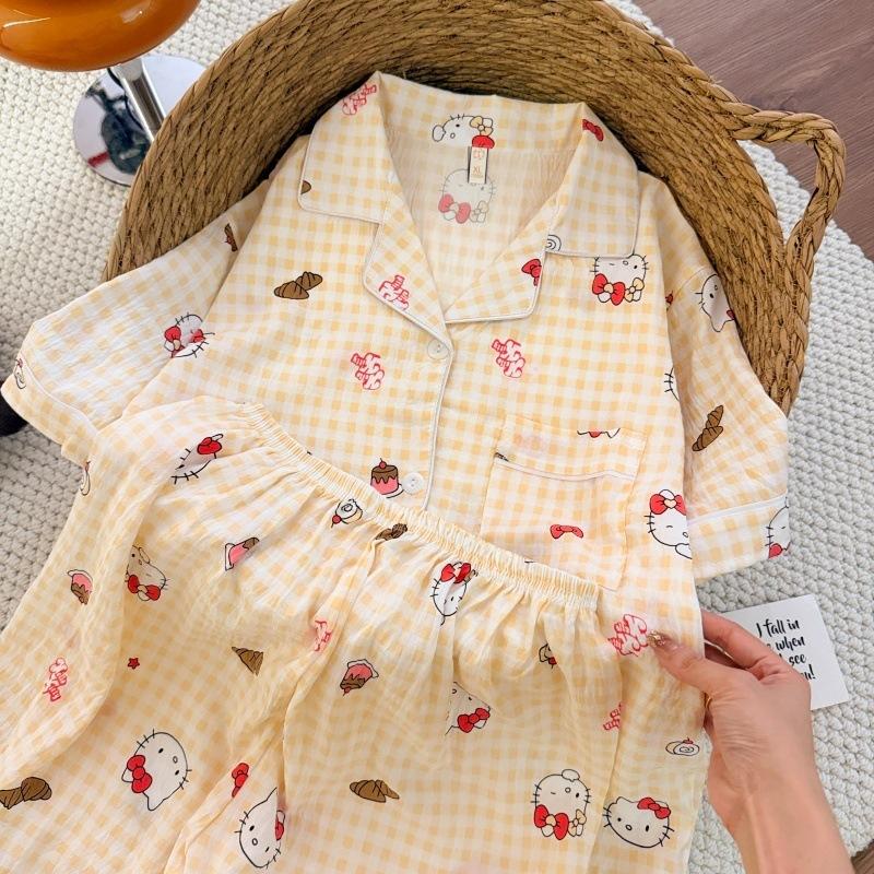 Summer new pajamas women's short-sleeved shorts thin cloud cotton cartoon cute large size Korean version loungewear