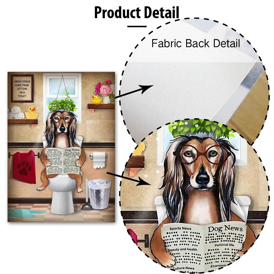 Cartoon Dog Mole Hamster Newspaper Wall Art Posters Prints Nordic Canvas Painting Animal Pictures For Bathroom Toilet Home Decor