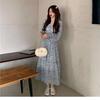 New Spring/Autumn Long Sleeve Waist Slimming High Waist Display High-Waisted Floral Chiffon Dress Long Dress