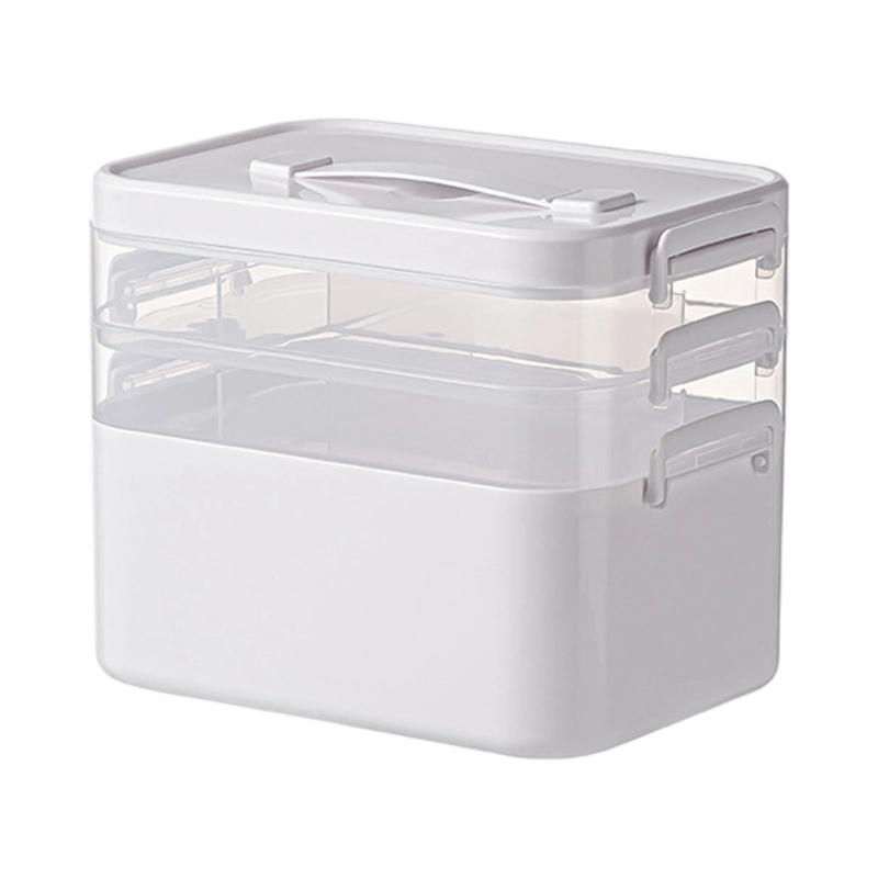 Multilayer Medicines Organizers Box With Clear Lid Large Capacity Portable Storage For Household Emergency Use