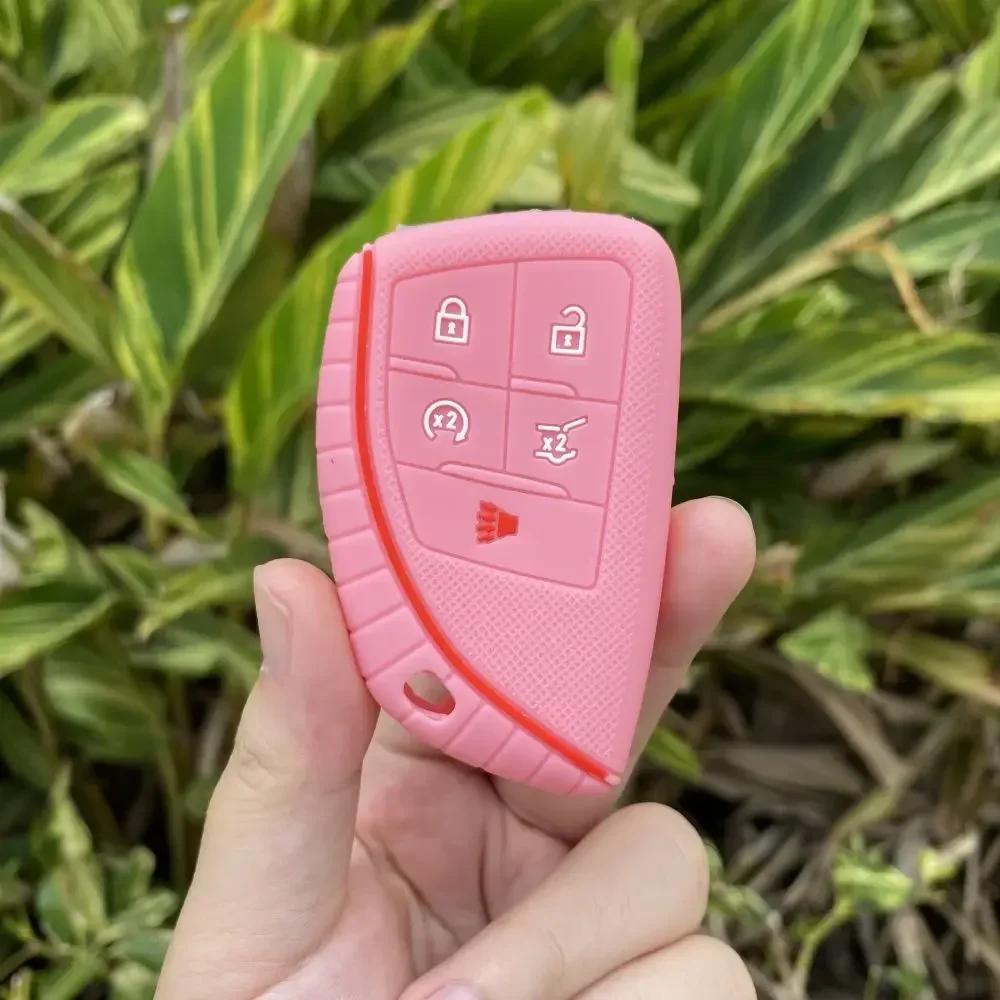 

Для Buick Envision S Plus Chevrolet Suburban Tahoe GMC Yukon Sierra 1500 Denali 5 кнопок Силиконовый чехол для ключа автомобиля чехол брелок розовый