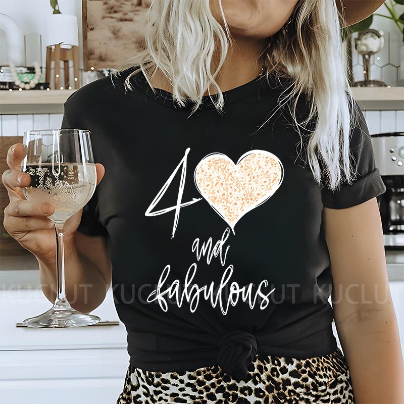 Women T-shirt 40th Fabulous Tees Ladies 40th Birthday Queen Party Shirt Fashion Graphic Tops Casual Aesthetic Female Clothing