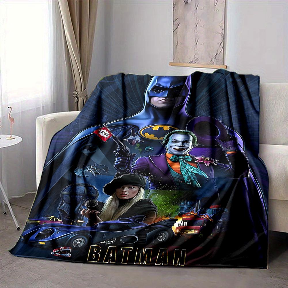 1pc Batman Joker Flannel Throw Blanket - HD Printed Lightweight Soft Warm All-Season Blanket for Sofa, Bed, Travel, Camping 076