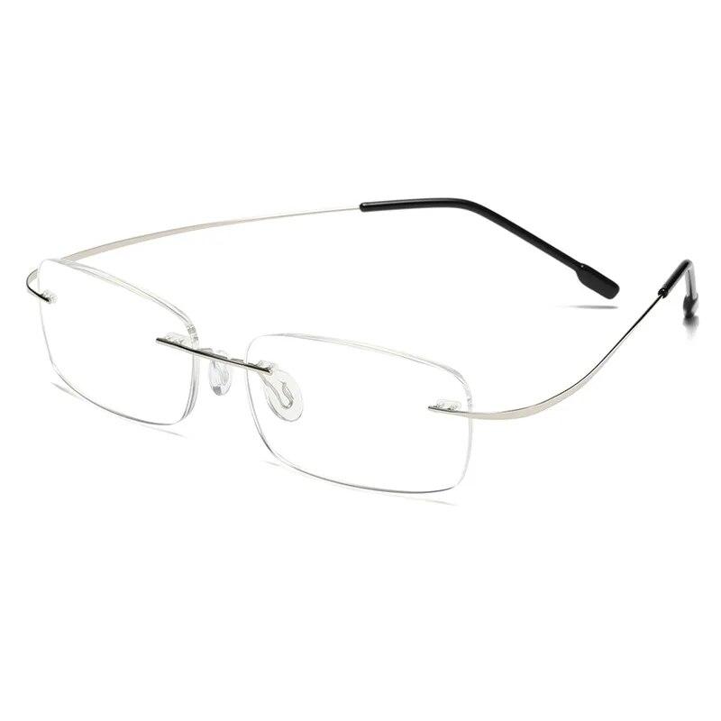 Myopia Glasses with Green Coating for Men and Women, Ultralight Frame, No Artificial Rimless