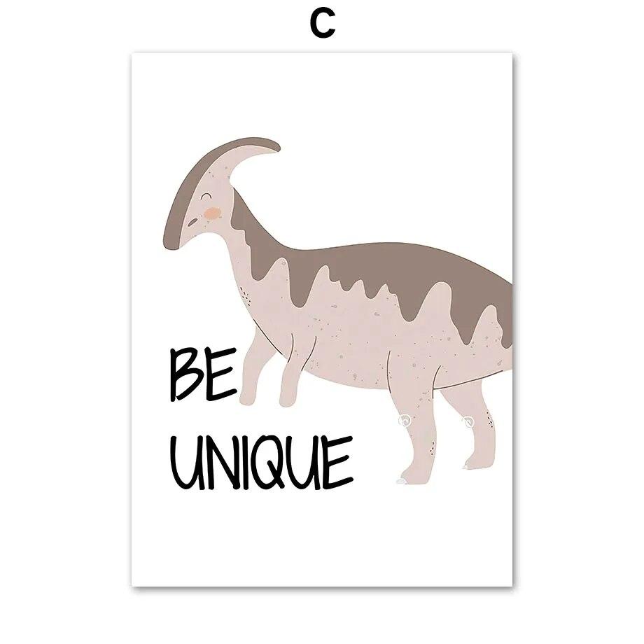 Brachiosaurus T-Rex Jurassic Dinosaur Rainbow Sun Wall Art Canvas Prints Painting Education Posters Pictures Boy Kids Room Decor