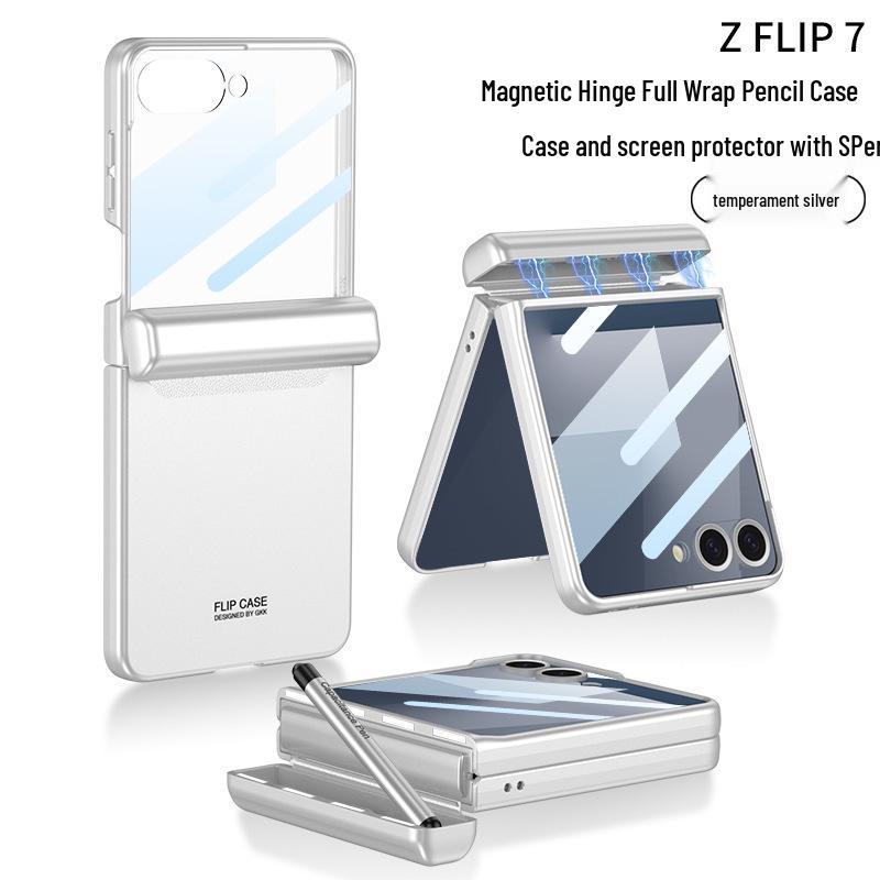 Samsung Z Flip7 Magnetisk Deksel med Penneholder & Beskyttende Skall for Flip6