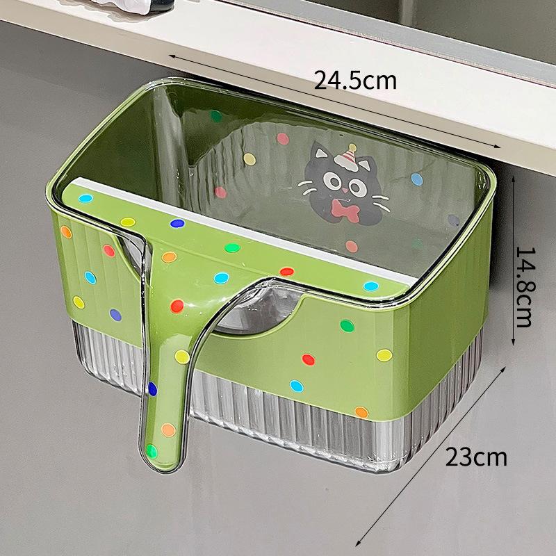 

Kitchen Trash Can Wall-mounted with A Wiper, Household Cleaning Tools, Hotel Tools, Trash Can Storage зелёный/прозрачный