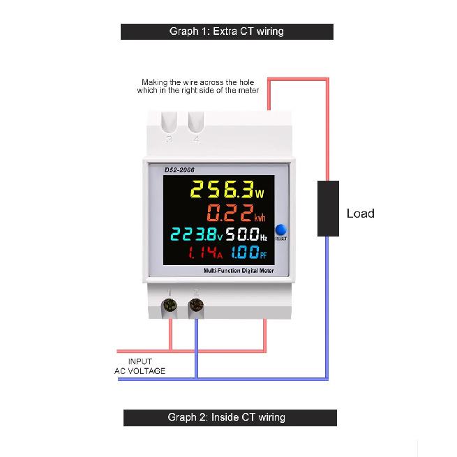 Din Rail AC Monitor 6IN1 110V 220V 380V 100A Voltage Current Power Factor Active KWH Electric Energy Frequency Meter VOLT AMP