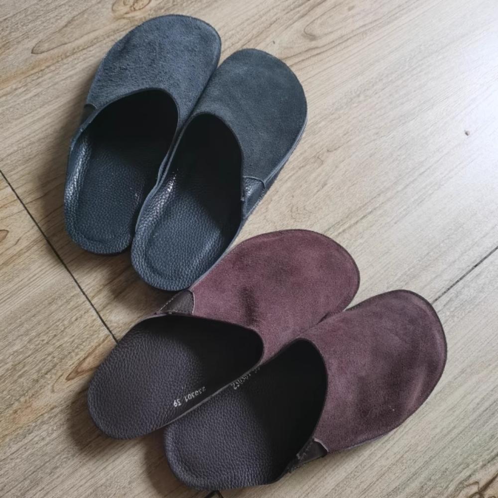 Slippers Women Leather Bag Head Slippers for Women Soft Bottom Soft Surface Cowhide Comfortable Home Slippers for Outdoor Wear