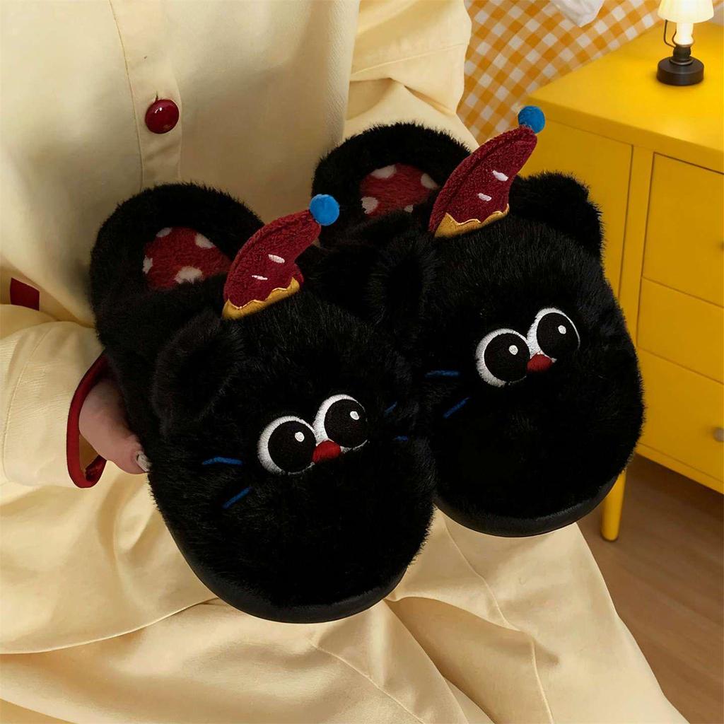 Women's Clown Plush Cotton Slippers - Fashionable Fuzzy, Thick Sole, Non-Slip, Warm Winter Home Footwear