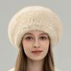 Autumn and Winter New Mink Hair Beret Female Korean Version Fashion Foreign Style Warm Ear Protection Versatile Fur Woven Painter Hat