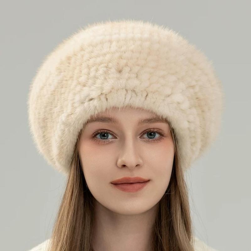 Autumn and Winter New Mink Hair Beret Female Korean Version Fashion Foreign Style Warm Ear Protection Versatile Fur Woven Painter Hat