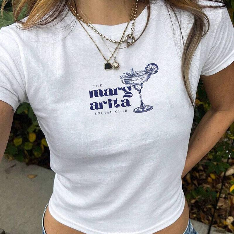 Cross-Border Women s Wine Glass Print Cropped Baby Tee - Short Sleeve, Versatile Top 2026 Large белый