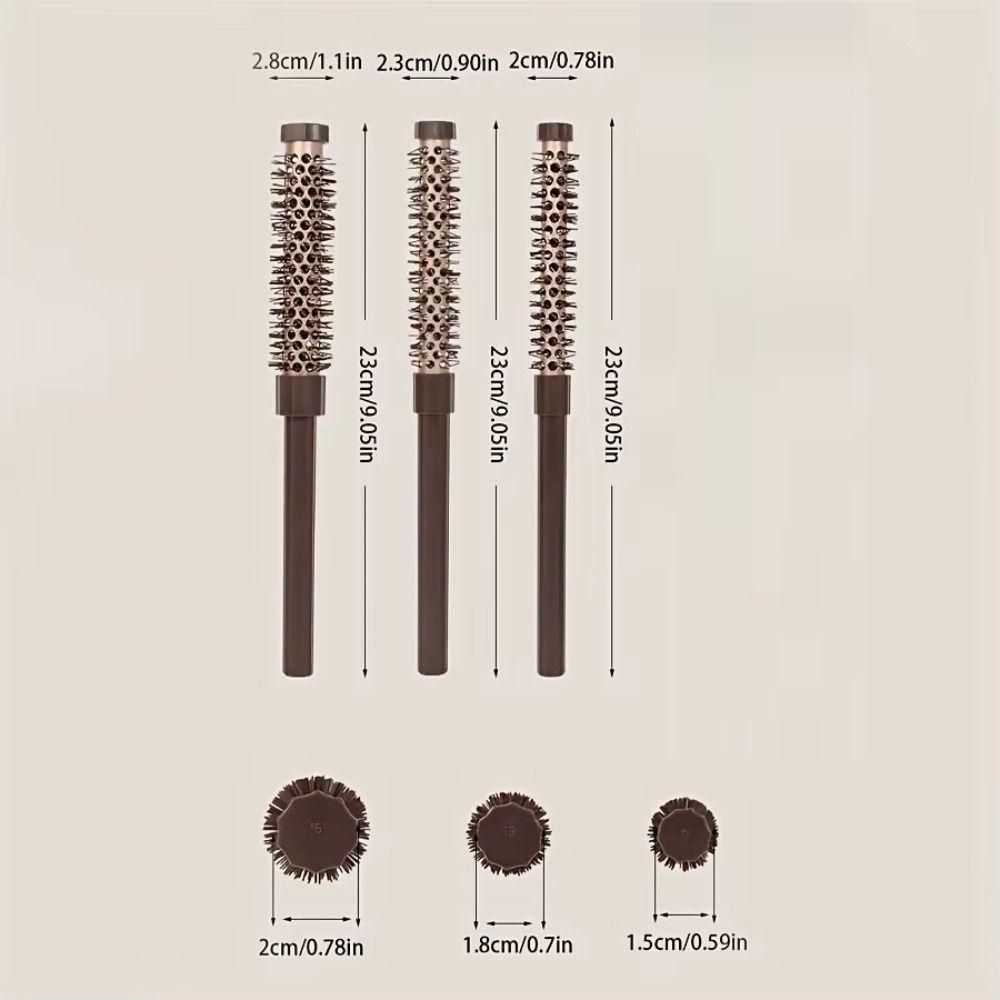 3Pcs Nylon Bristles Curly Hair Styling Comb Aluminum Tube Hair Root Comb  Home Use