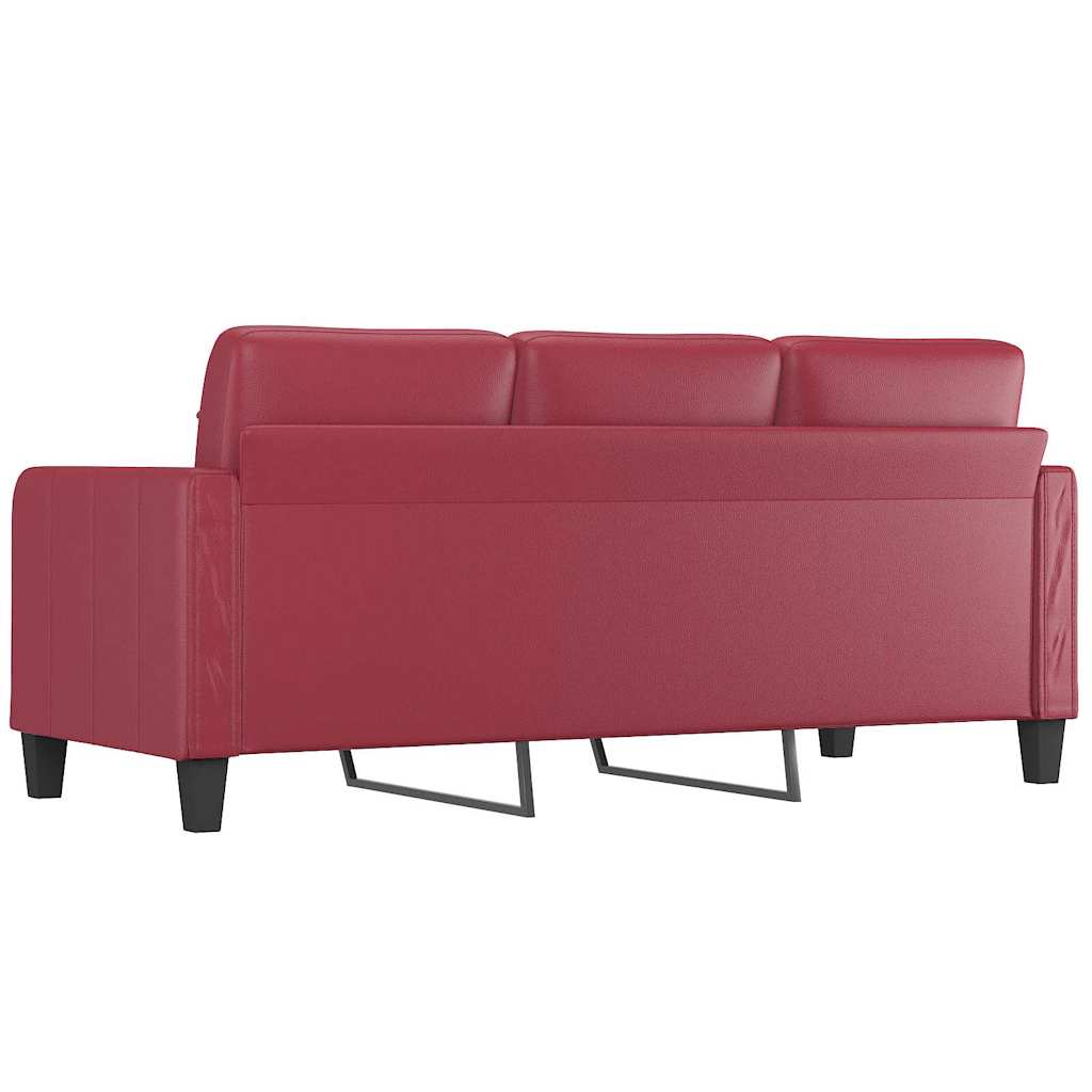 3 Seater Sofa Burgundy 180 cm Faux Leather