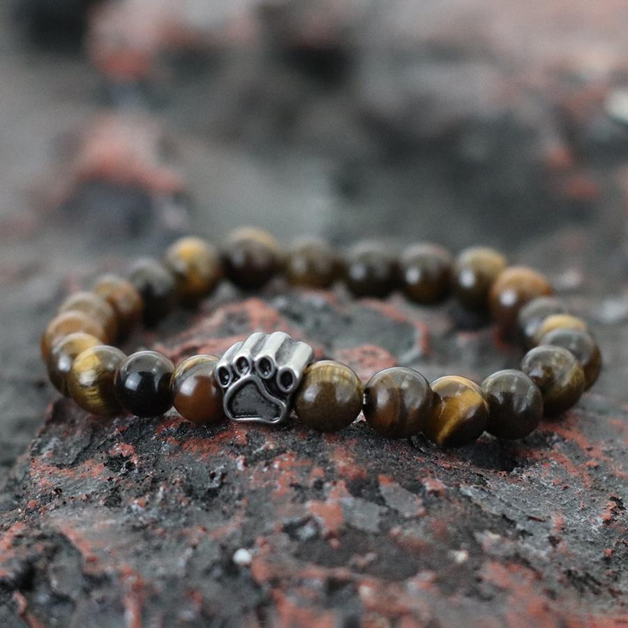 Natural Colored Imperial Beads Bracelet Men Titanium Steel Dog Paw Beaded Brazelet Women Simple Yoga Wrist Braslet Jewelry Homme