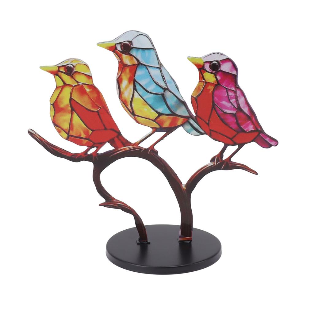 Birds On Branch Desktop Ornaments Iron Double Painted Bird Colorful Birds Ornament Tablet for