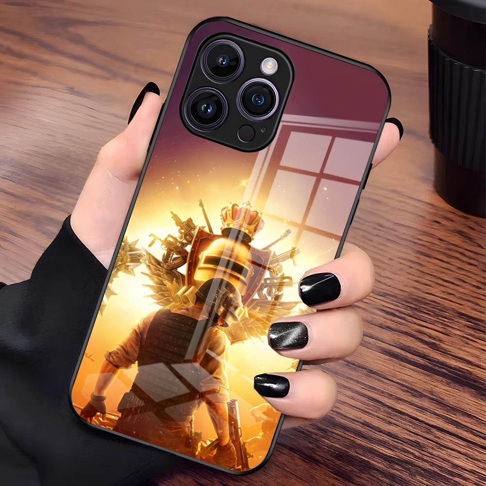 Game P-PUBG Phone Case For IPhone 17 Pro Max 15 Pro 16 14 Plus 12 13 Mini 11 Pro Shockproof Glass Cover