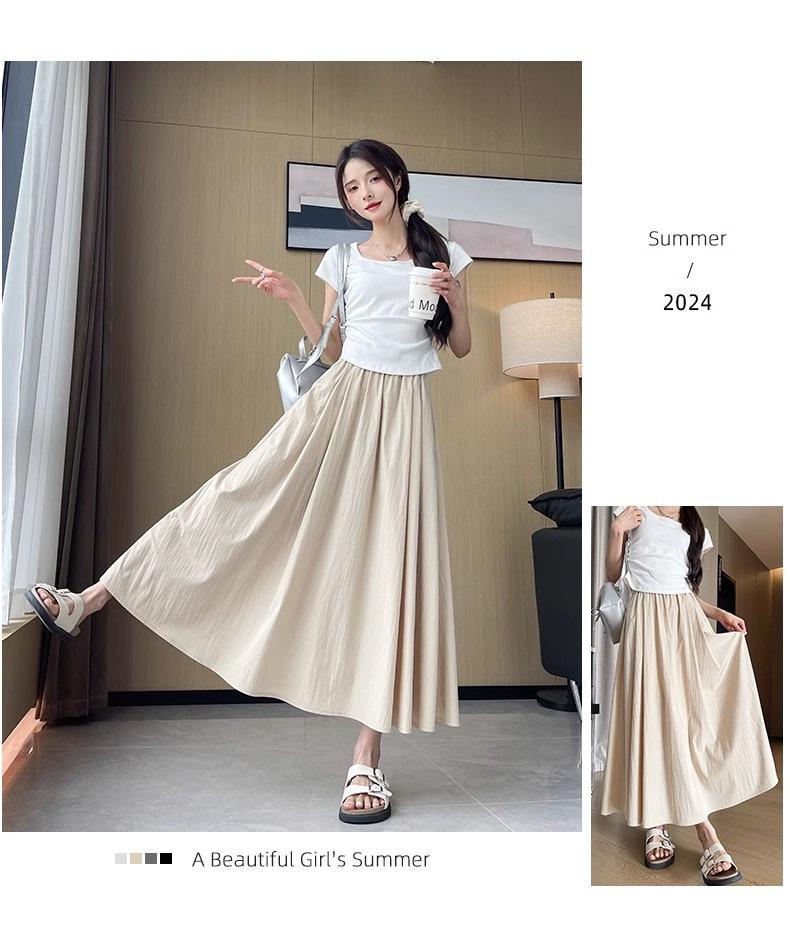 Pleated Yamamoto High-Waist A-line Skirt: Women's Spring/Summer 2025 Korean Style, Slimming, Plus Size, Mid-Length, Hip-Covering Skirt