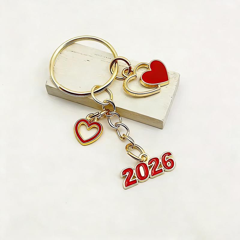 

1Pcs Set Romantic Number 2026 Graduation Couple Keychains With Heart Charms - Matching Ized Numbered Key Rings For, Valentine S Onesize