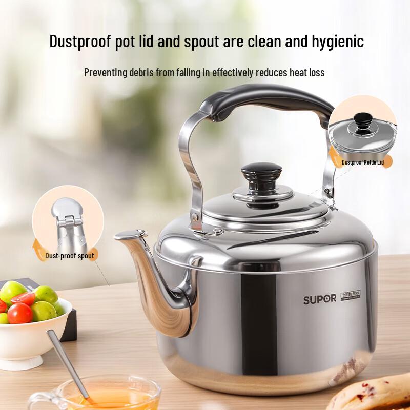SUPOR 4L Whistling 304 Stainless Steel Kettle for Gas Stoves