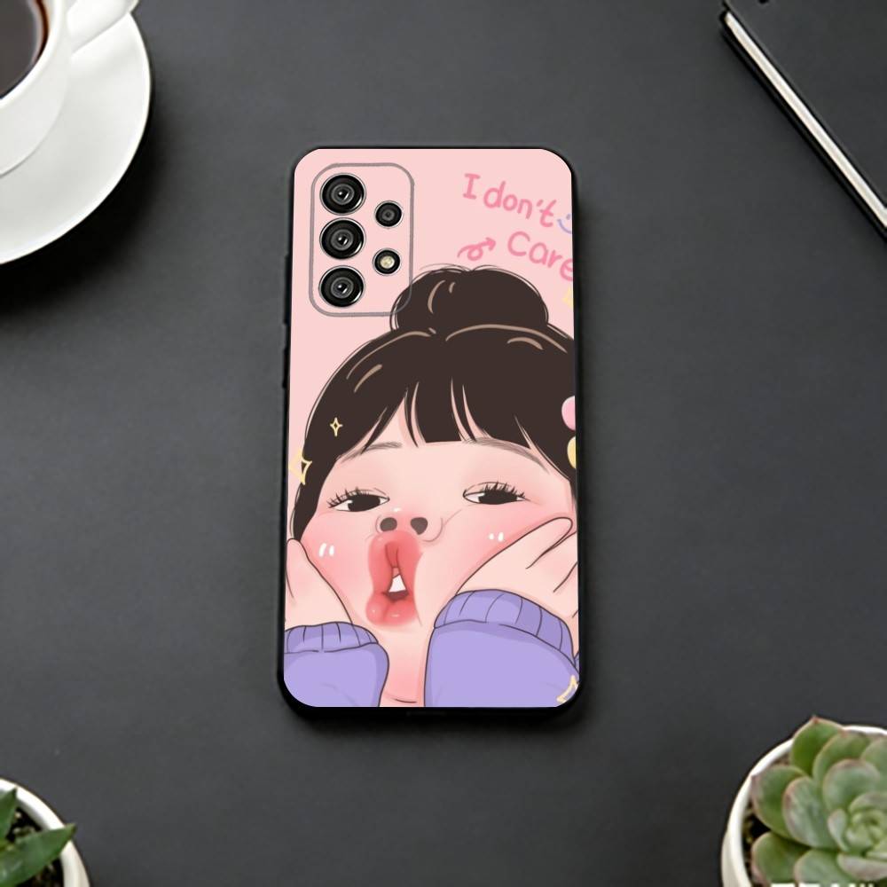 Cute Angry L-Little Girl Phone Case For Samsung S25,S24,S21,S22,S23,S30,Ultra,S20,Plus,Fe,Soft Silicone Black Cover