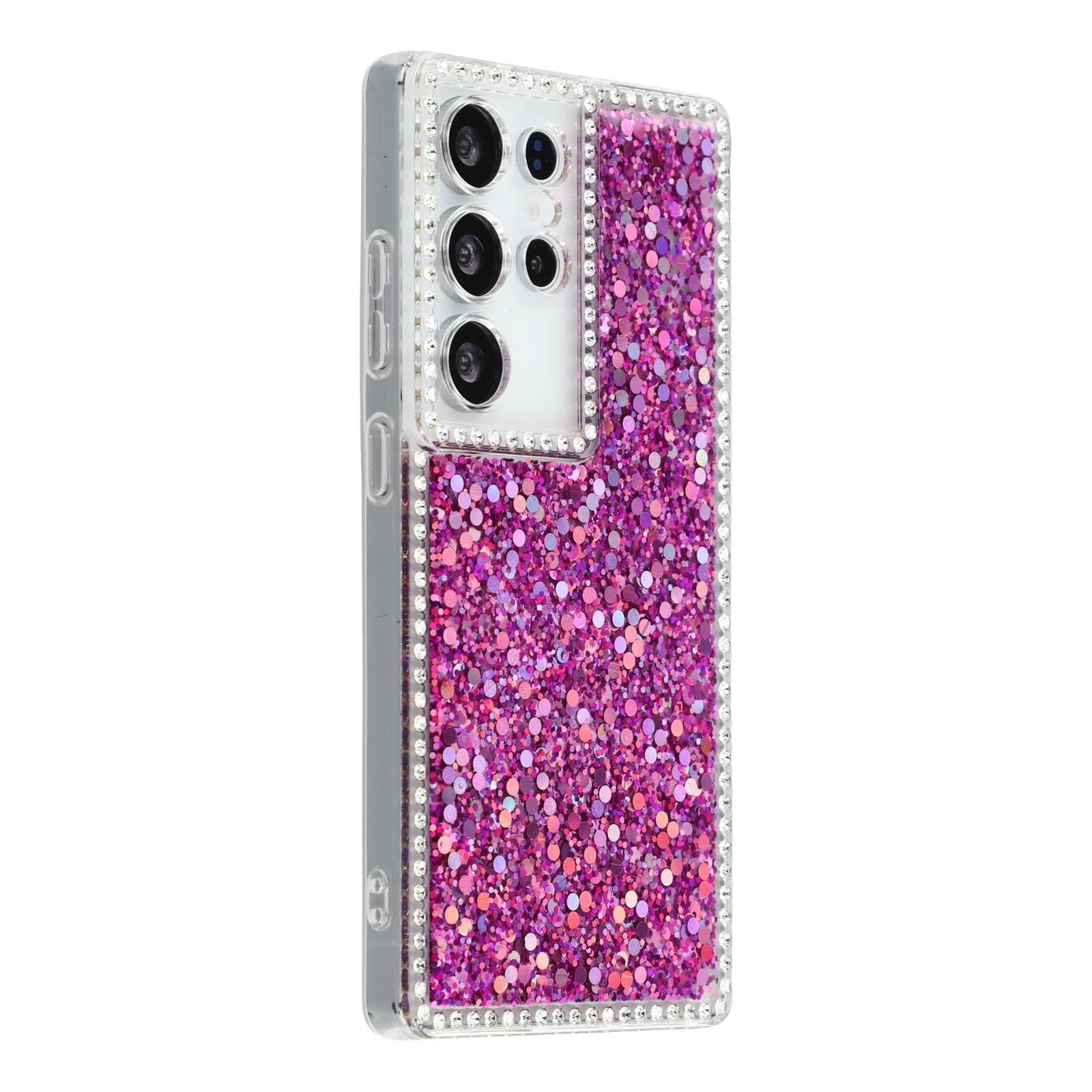 

For Samsung Galaxy S25 Ultra Case Rhinestone Edge Glitter Epoxy TPU Phone Cover Purple