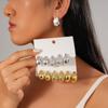 Six-piece Set of Glossy Water Drop-shaped Silver Needle Stud Earrings, Versatile Commuter Earrings