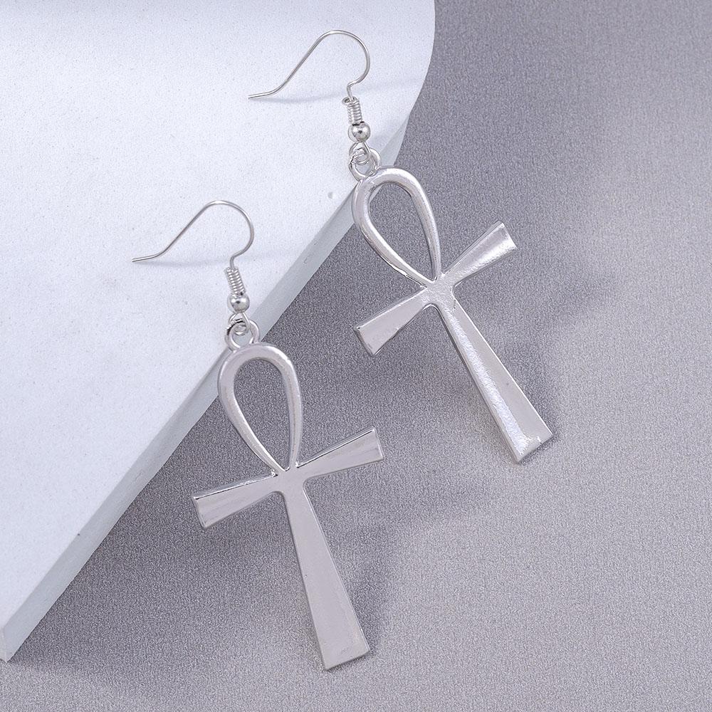 

Aihua Big Steampunk Vintage Egyptian Life Ankh Cross Earrings for Women Men Gothic Personality Earrings for Women Men Jewelry