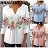 Women's Fashion Casual 3/4 Sleeve V Neck Blouses & Shirts
