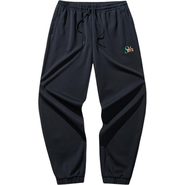 

Anta Comfortable Casual Simple Loose Fit Knitted Sports Pants Men bottoms Basic-Black 972511302-3 S