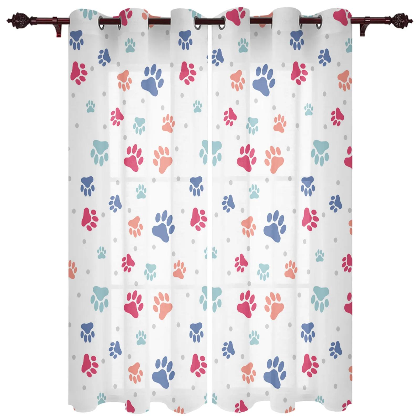 

Цветной принт с собачьей лапой, плотные шторы на окнах, гостиная, шторы с высоким затемнением, декоративные элементы для дома, затемняющие шторы W55 X H120cm X 2&Grommet Top