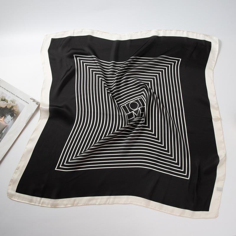 

Новый квадратный платок Anjia Sunli шарф шелковый шарф полосатый простой черно-белый квадратный платок маленький платок 70cm