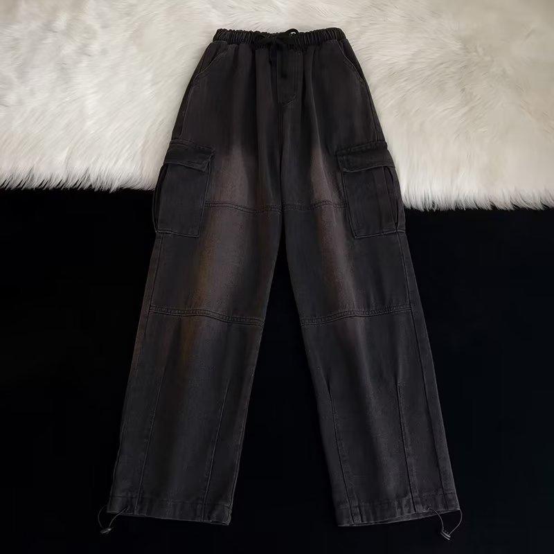 Men's Retro Loose-Fit Japanese Jeans with 3D Pockets and Tapered Legs