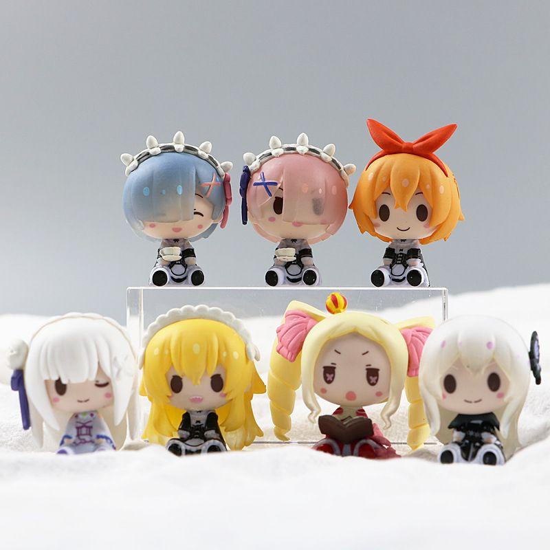 

5 см высотой сидящие фигурки Рема и Рама из Re:ZERO В качестве плюшевых игрушек/предметов коллекционирования для украшения рабочего стола, подарков или украшений. one randomly selected