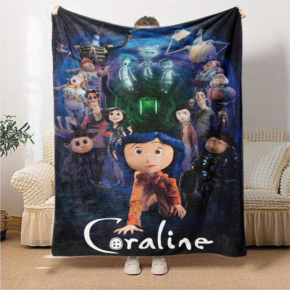 1 peça Coraline (3) Manta, Presente, para Homens e Mulheres, Manta Macia, Boa para Sofá-Cama Sofá Viagem, Manta Leve de Flanela