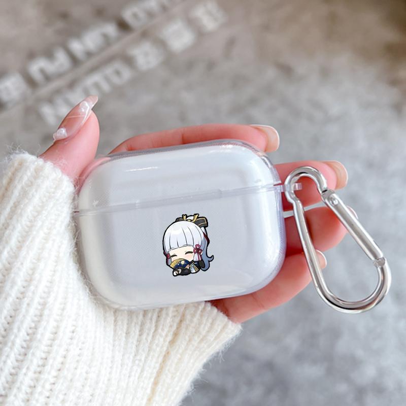 

Genshin Impact Anime Cartoon With Hook Case For AirPods 2 3 1 Cases For Apple AirPods Pro 2 Coque Transparent TPU Earphone Cover Airpods 1 2
