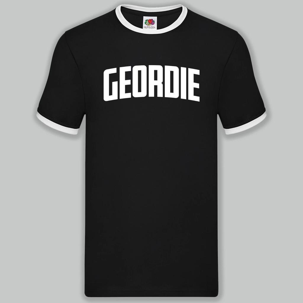 Geordie Varsity Print Ringer T-Shirt Birthday Gift Newcastle Tyneside