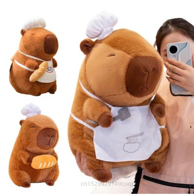 Boneca de Pelúcia Capivara Fofa de Desenho Animado Não Tóxica 25-60cm Almofada Role-Play Cozinhando Pão Brinquedo de Pelúcia Capivara Decoração de Casa Presente Para Crianças