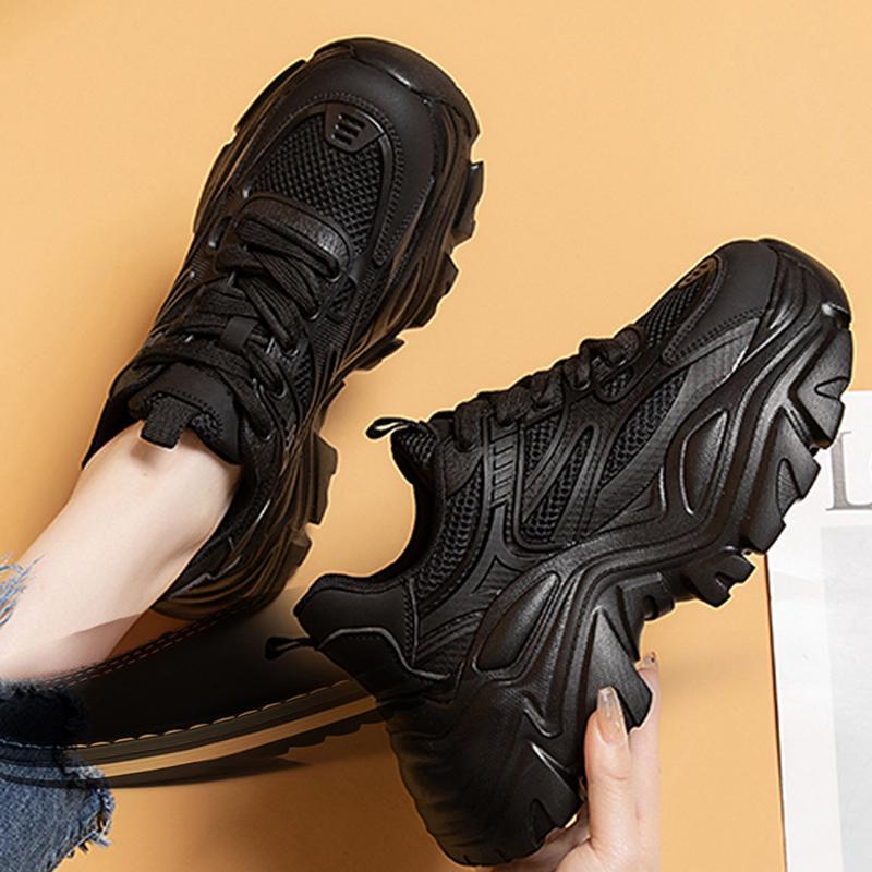 Zapatos de seguridad con punta de acero, zapatillas de trabajo para mujer, zapatos de trabajo transpirables de suela alta, botas de seguridad ligeras a prueba de pinchazos, zapatos negros para mujer