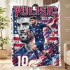 P-Pulisic USA Soccer Blanket, USMNT Player #10 Fleece Throw, US Soccer Fan Gift
