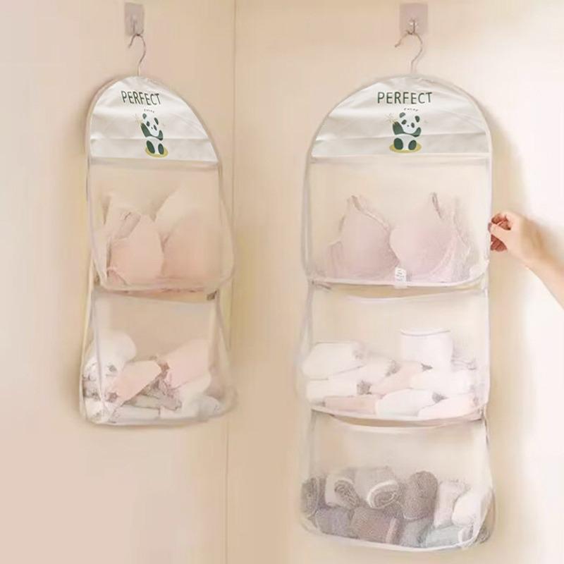 Multi-layer Mesh Storage Hanging Bag Space-saving Lightweight Durable Suitable For Bras Underwear Socks Home Cloth Storage Bag