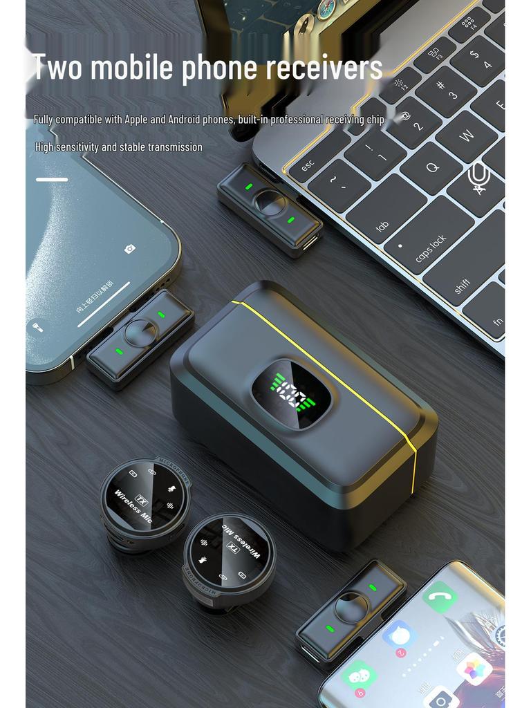J6 Dual Wireless Magnetic Lapel Microphone with Noise Cancellation and Live Reverb