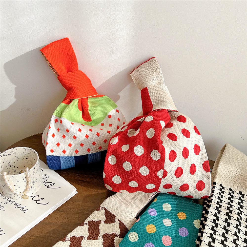 Colorful Polka Dot Knitted Handbag for Women - Versatile, Trendy, and Casual for Any Season