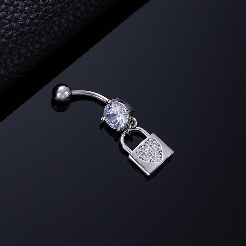 Colored Zircon Spiral Navel Nail Wind Star Moon Navel Ring Pierced Tassel Navel Buckle