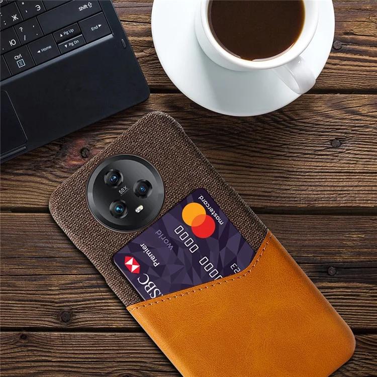 For Honor Magic5 Anti-scratch Phone Case with Card Slot Cloth Texture PU Leather PC Shell