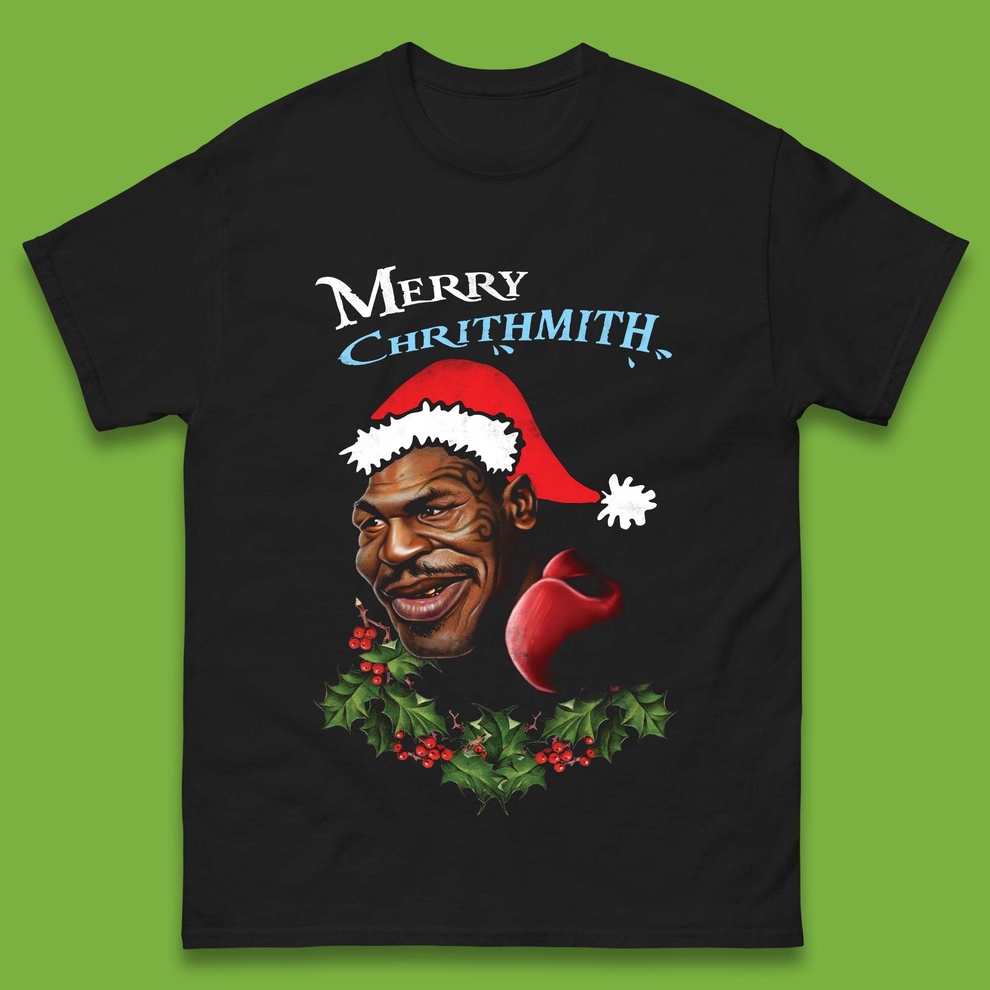 Mike Tyson Merry Chrithmith Mens T-Shirt Womens Tops Tees 2XL