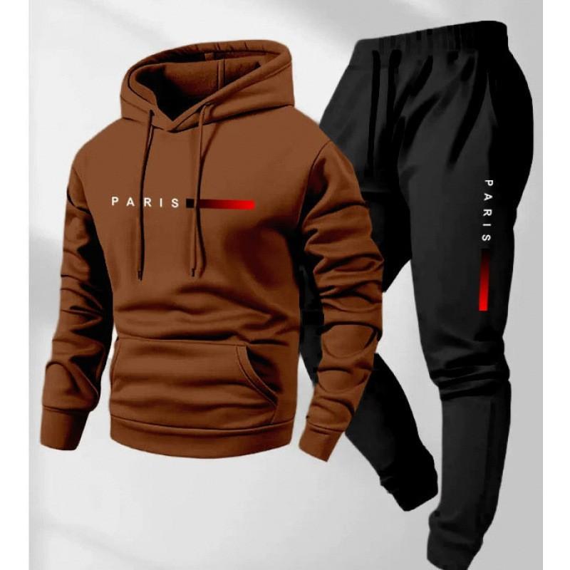 Mens Hooded Oversized Cotton Blend Sweatshirt Set Long Sleeve Top Pants Casual Sportwear