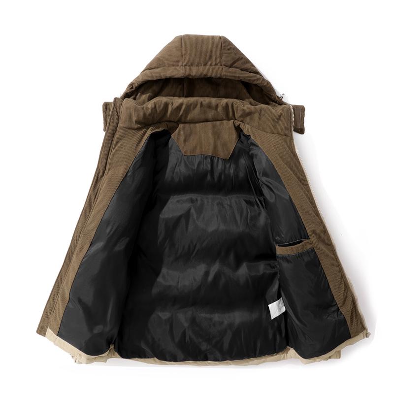 Men's 2025 Winter Cotton Jacket: Thick, Warm, Detachable Hood, Trendy Cold-Protection Outerwear