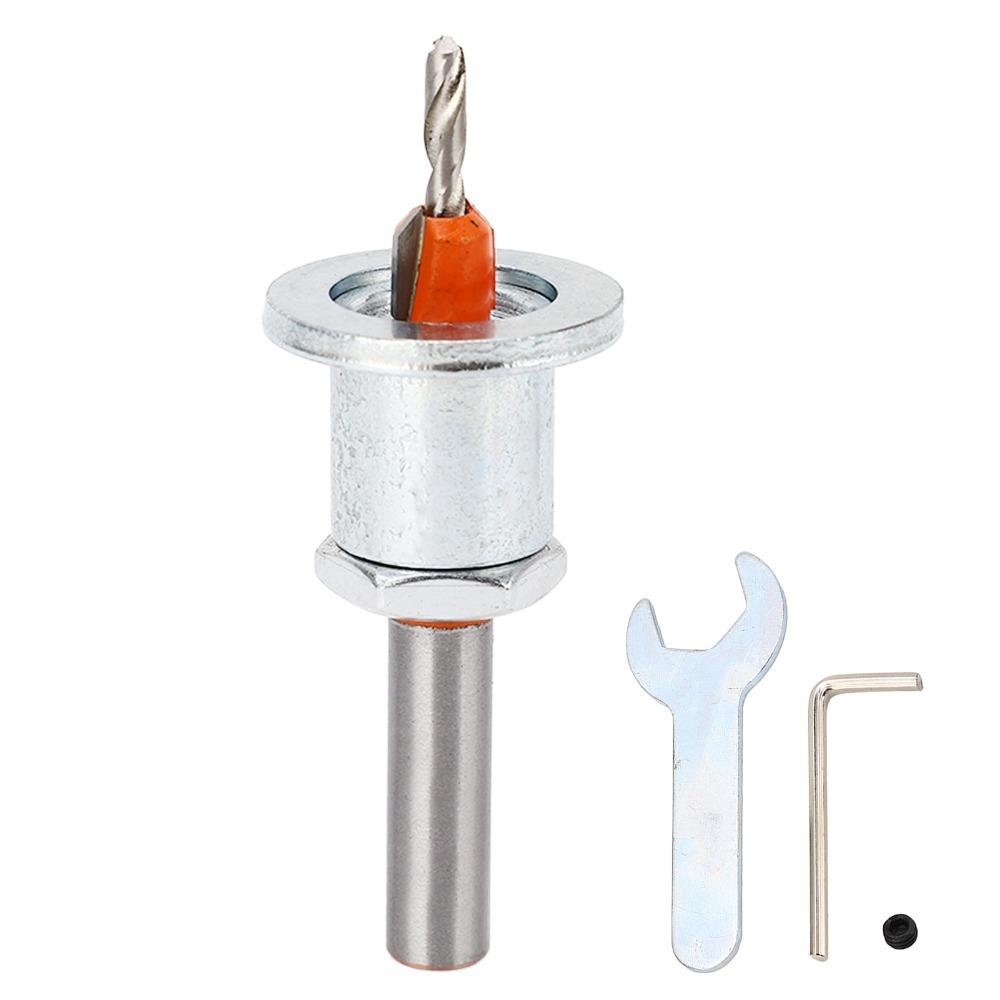 3.5 x 8mm Adjustable Depth Bit Silver Color Taper Hole Drill Woodworking Drill Bit Woodworking
